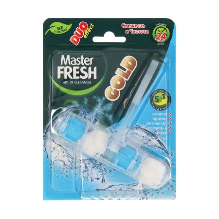 Master Fresh toilet Block, Duo Effect 5B1 Gold formula, sea, 1 pcs