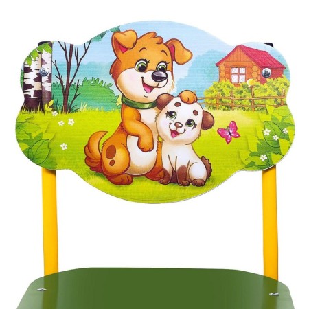 Children's chair "Mom and baby", adjustable, green color, yellow-2