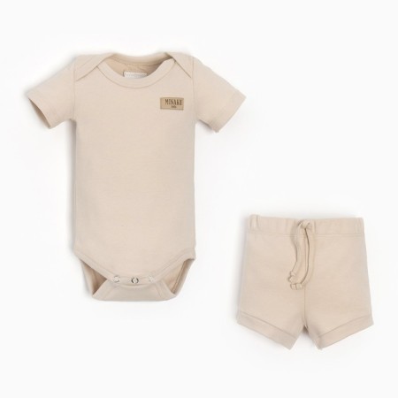 Kit for children (body, shorts) minku, beige color, height 62-68 cm