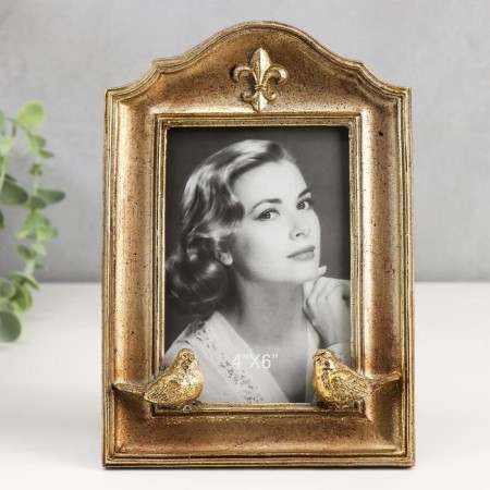 Photo frame Polystone 10x15 cm "Heraldic lily" Golden Patina 23x16 cm
