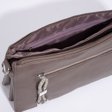 Bag Cross-Bodi with a zipper, khaki color-6