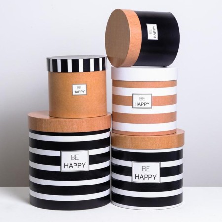 A set of round boxes 5 in 1, gift packaging, “craft”, 15 x 15 x15 - 23 x 23 25 cm-2