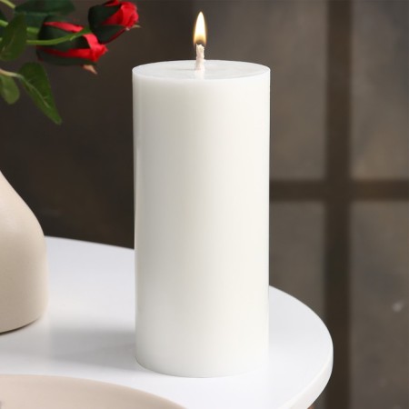 Candle-cylinder smooth, 6x15 cm, white, 24 hours