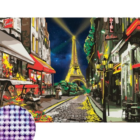 Diamond mosaic with partial filling "Paris", 30 x 40 cm, canvas, capacity. Set for creativity-6
