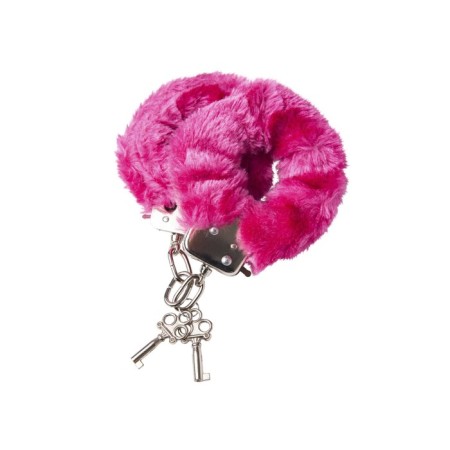 Fur handcuffs little cuts, pink color-1