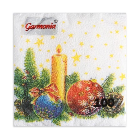 New Year's napkins Paper Harmony of color multicolor "candle", 24*24 cm 100 sheets-1