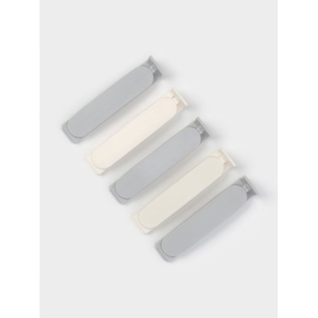 Set of clamps for packages 5 pcs, 7x7.5x1.5 cm, white/gray color-1