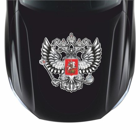 Наклейка на авто "Герб России", вид №2, серебро, 100*100 мм-1