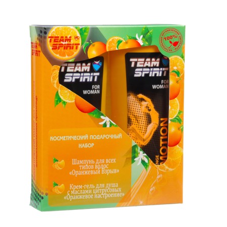 Gift kit Women's TEAM Spirit Orange Explosion: Shampoo, 250 ml + shower gel, 250 ml-1