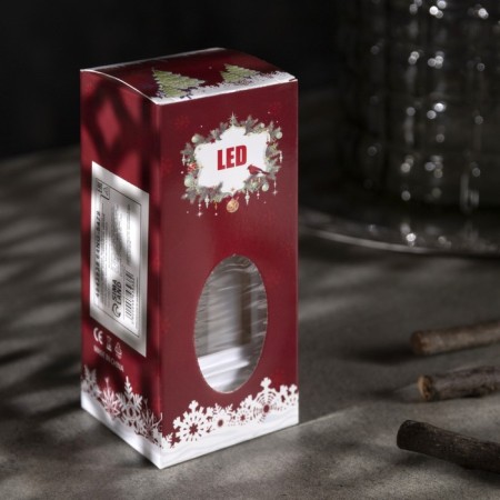 LED figure “White Lantern with candles” 5.5 × 13 × 5.5 cm, plastic, batteries AG13x3, glow warm white-3