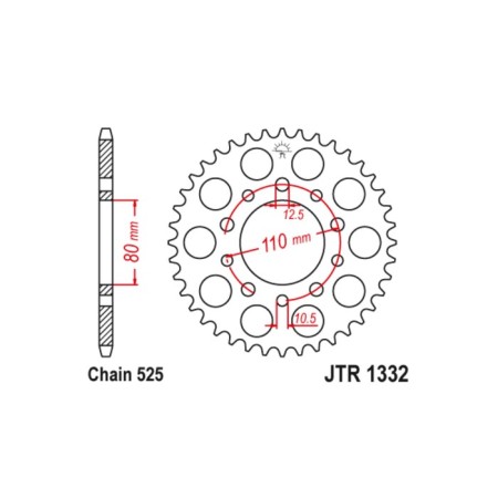 General star JT SPROCKETS JTR1332-37, chain 525, 37 teeth