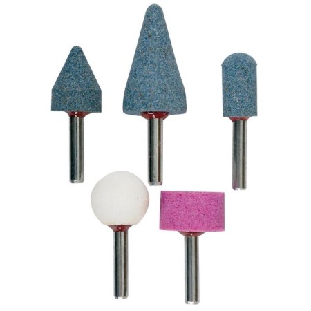 Grinding stones kwb, shank d = 6 mm, aluminum oxide, 5 pieces