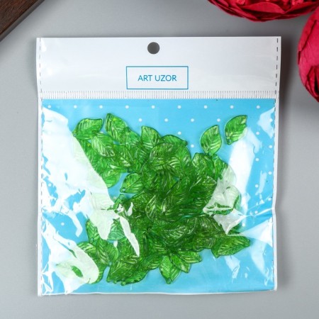 Decor for creativity Plastic "Green Leaf" set 80 pcs 1.4x0.8 cm-2
