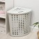 Corner basket with a lid "Moletta", 45 l, 40 × 51 × 54 cm, the color is light gray
