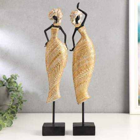 Souvenir Polystone "African in gold, with a rose on the head" Geometry mix 40x7.5x6.5 cm