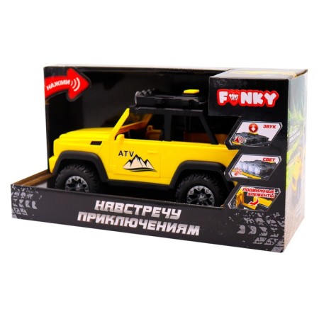 Funky Toys machine “Towards adventures: SUV-scalolas”, with light and sound, 21 cm, yellow color-2