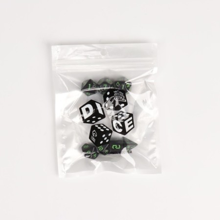 A set of cubes for D&D (Dungeons and Dragons, DND) "Game time", Series: D&D, 7 pcs, Green-1