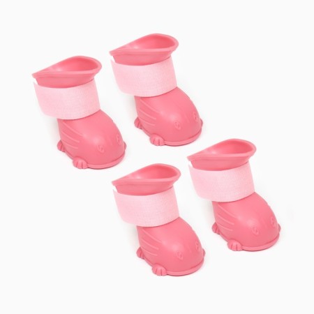 Dog boots, rubber, set 4 pcs, size m, pink-4