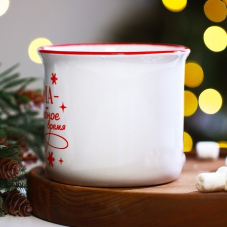 New Year! New Year's ceramic mug "Winter", 450 ml, white color-2