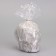 Candle "Skull" in a candlestick of gypsum with faces, 6x9x6.5cm, marble with black stripes