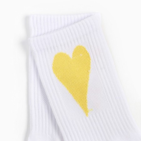Women's socks, white/yellow heart, size 25-27-1