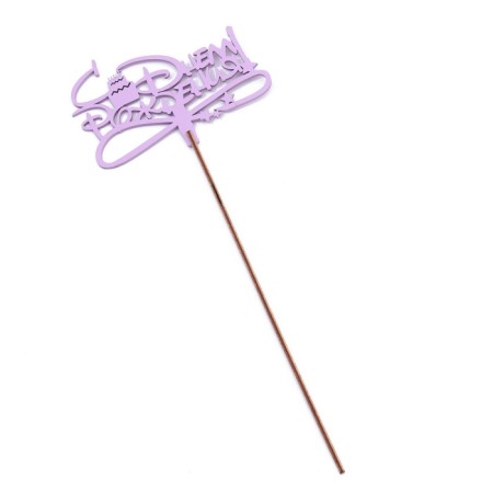 Topper wooden "Happy Birthday" Lilac 13x8 cm-2