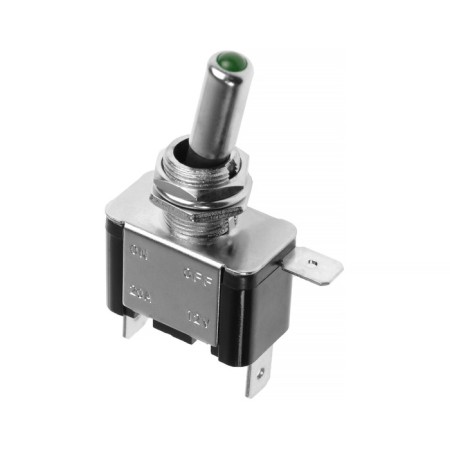 Single -pole m5 tooth switch with green LED indication, 12 V, 20 A, 3 contacts