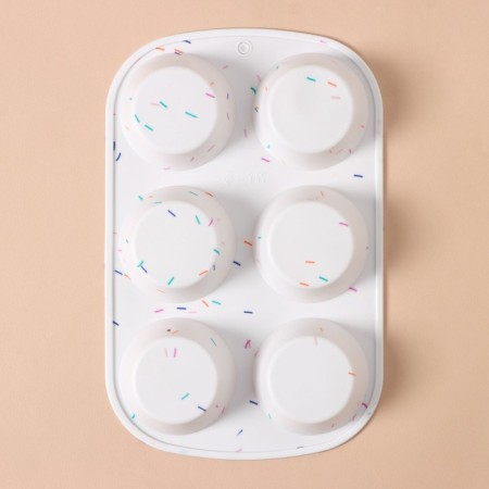 Konfinetta baking form “Figures. Circle ”, silicone, 28 × 18 × 3.5 cm, 6 cells (D = 7.8 cm), white color-1