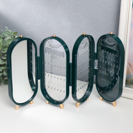 Casket Case for jewelry plastic "Oval" dark green 23.5x6.5x11.5 cm-3