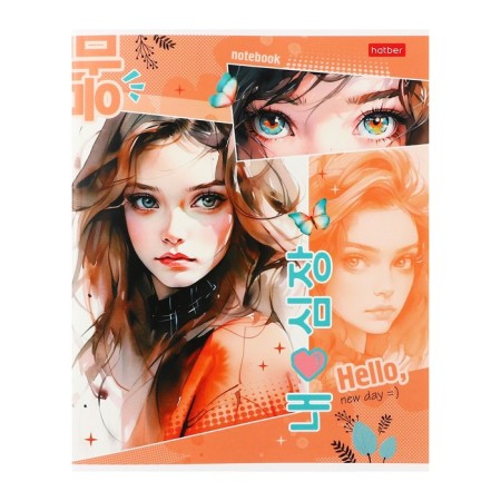 A notebook of 80 sheets in a cage, "charming eyes", cover coated cardboard, matte lamination, block 65 g/m2, mix-3