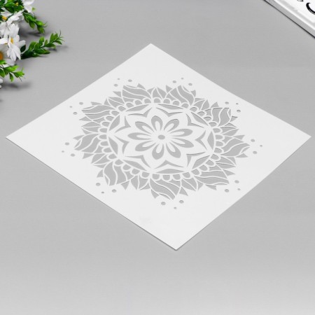 Stencil plastic "Flower-flame" 30x30 cm-1