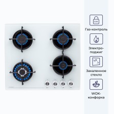 Hon surface Delvento V60N41C111, gas, 4 burners, white