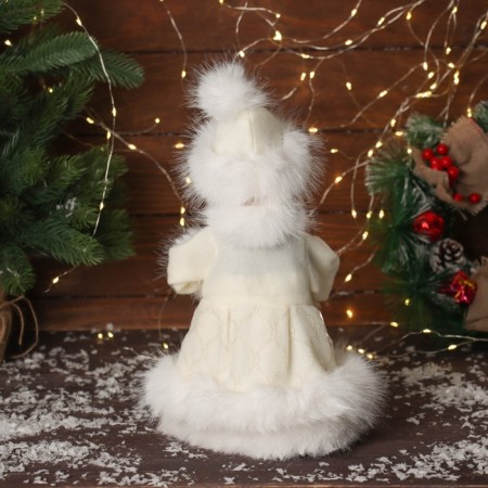 Snow Maiden "in a fluffy fur coat, with a flashlight" moves, with a backlight, 30x18 cm, milk-2