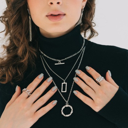 Pendant "Chain" frame with a ring, color silver, l = 52 cm-2