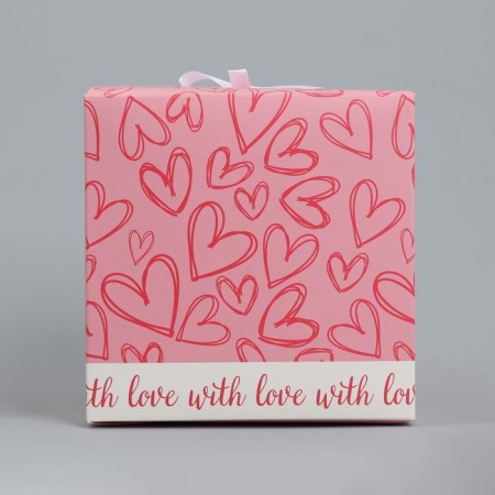 Gift folding box, packaging, “hearts”, 18 x 18 x 18 cm-4
