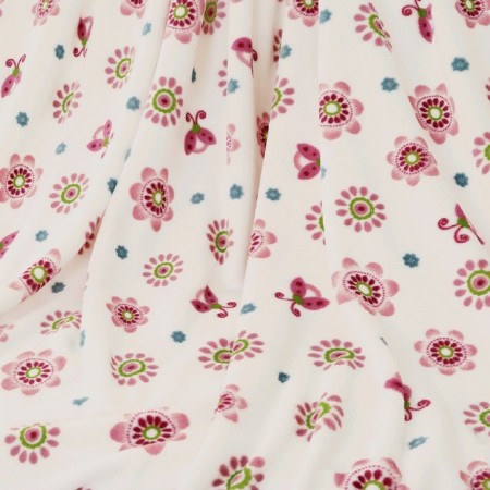 Blanket, size 100 × 118 cm, print flowers, pink-1