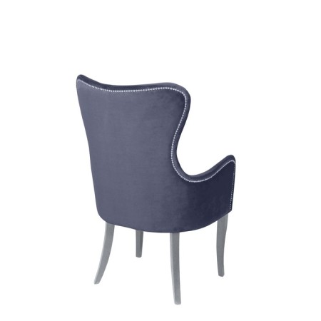 Armchair "Lari", velor fabric, bronze molding, white massif, Gray color-1
