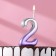 Candle for the cake "Oval", number "2", 5.5 cm, silver-sirn