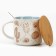 Ceramic mug with a lid and spoon "Cacti", 470 ml, beige color
