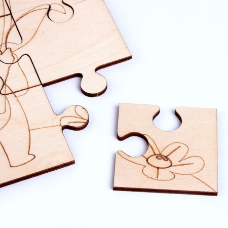 Wood painting "Bunny on a walk"-3