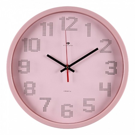 Watching clock, interior "classics", silent, d-30 cm, pink