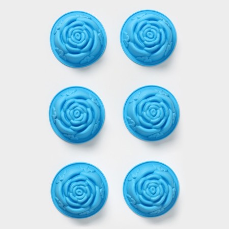 A set of baking forms “Rose”, silicone, 8 × 3.5 cm, 6 pcs, color mix-1