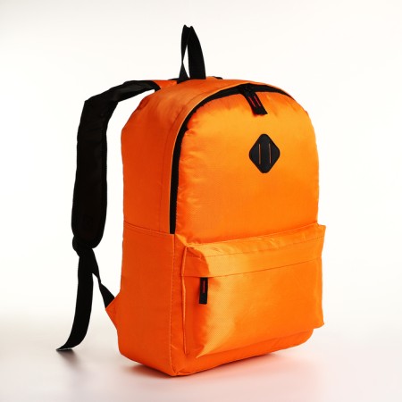 Youth backpack with lightning, external pocket, orange color-2
