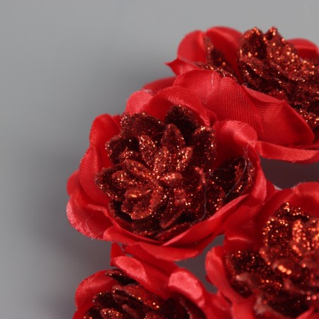 Decor for creativity "Camellia" red (1 set = 1 bouquet) in the bouquet 6 pcs 4x11 cm-2