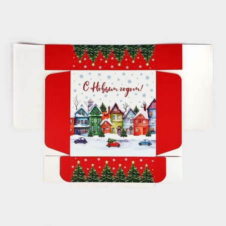 Gift box New Year's folding "City Life", 26 × 26 × 8 cm-8
