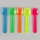 Tablespoons are plastic, in the set is 24 pieces, the colors of mix