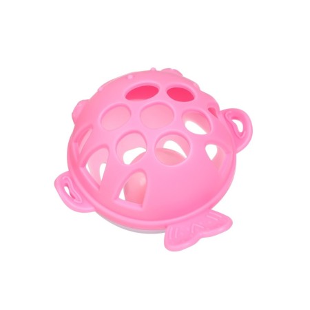 Silicone teether for teeth with a rattle "fish", in the case, pink color, crumb I-2