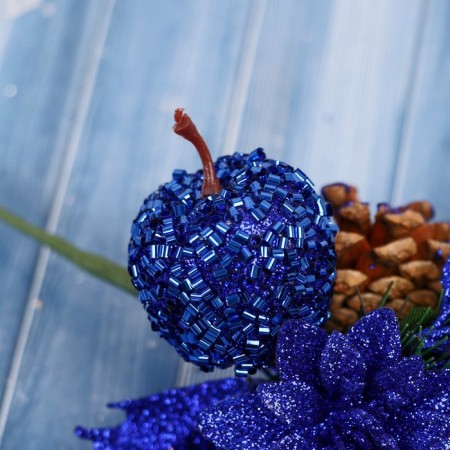 Decor "Winter Dreams" Blue Apple Flower Freech leaves, 15 cm-1