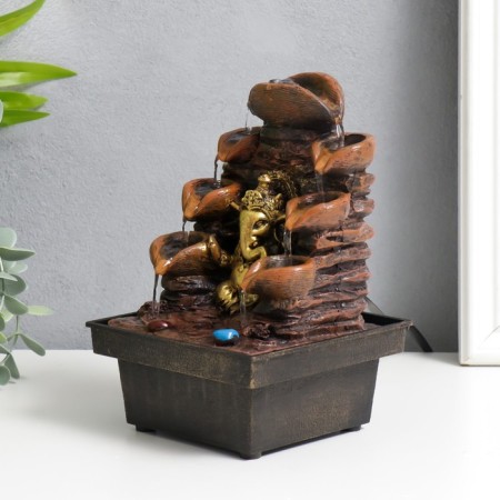 The desktop fountain from the Ganesh network at the cliff with a waterfall 18x12x12 cm-2