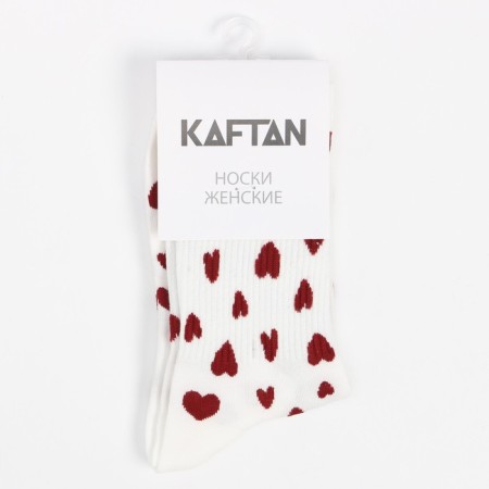 Women's socks kaftan "hearts" size 36-39 (23-25 ​​cm), white-4